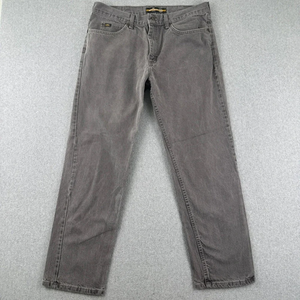 Lee Jeans Mens 36x32 Gray Regular Fit Straight Leg Denim Pants 2008979 Cotton